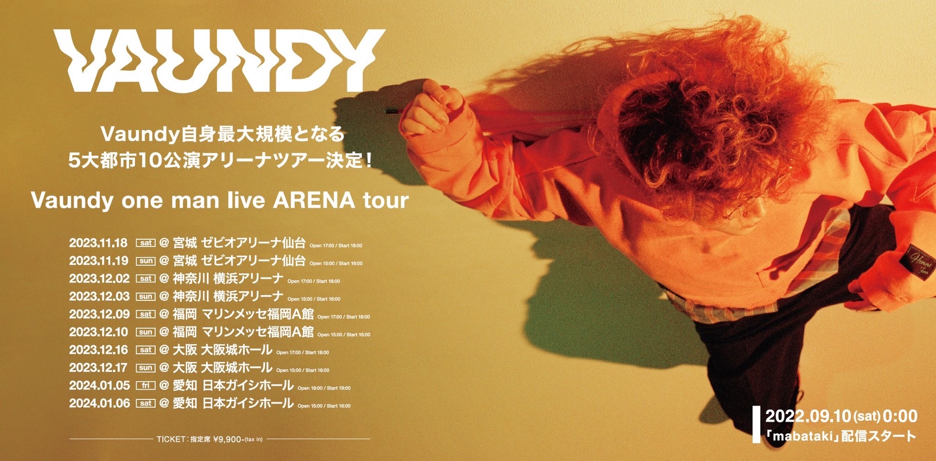 Vaundy one man live ARENA tour チケット先行受付情報